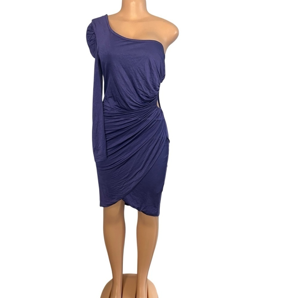 Bebe Kardashian Y2K Cut Out Purple One-Shoulder Dress